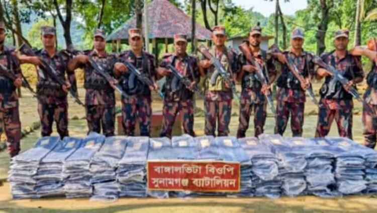 মধ্যনগরে অবৈধভাবে আনা বিপুল পরিমানে ভারতীয় ব্লেজারের কাপড় জব্দ