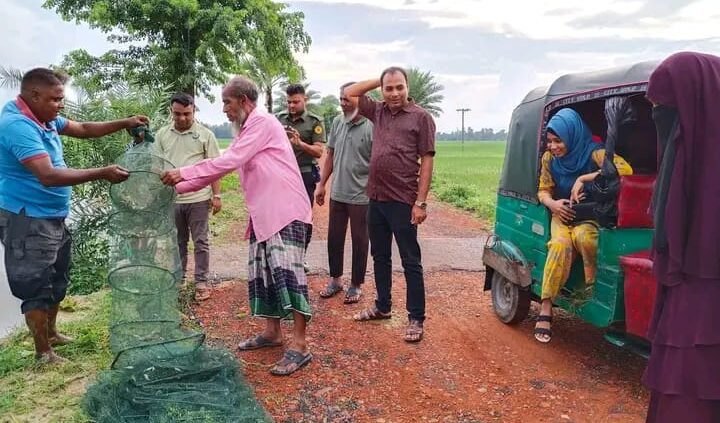 কালাইয়ে মৎস্য অফিসের অভিযানে বিপুল পরিমাণ অবৈধ জাল জব্দ