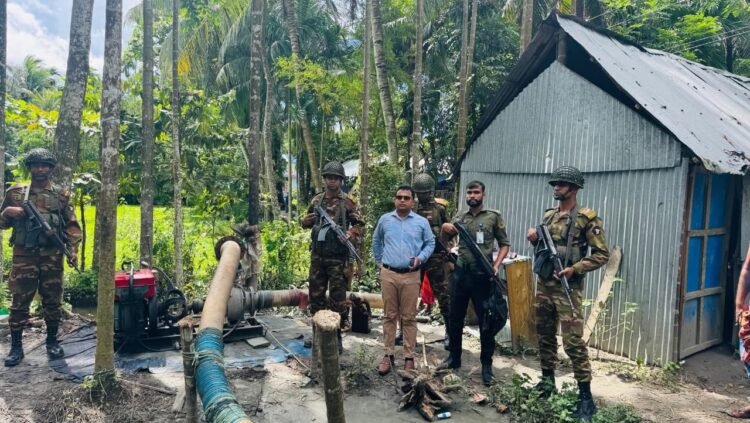 অবৈধ বালু উত্তোলন বন্ধ উপজেলা প্রশাসনের অভিযান