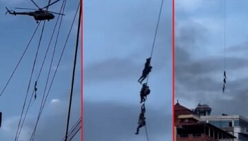 হেলিকপ্টারের দড়িতে ঝুলে পালিয়েছেন নেপালের মন্ত্রীরা!