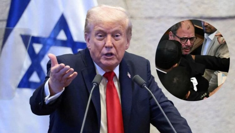 ট্রাম্পের ভাষণ চলাকালে ইসরাইলের পার্লামেন্টে হট্টগোল