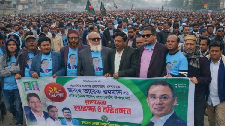 পূর্বাচল ৩০০ ফিটে জননেতা তারেক জিয়া পরিষদের বিশাল শুভেচ্ছা মিছিল তারেক রহমানের স্বদেশ প্রত্যাবর্তন উপলক্ষে নারায়ণগঞ্জে নেতাকর্মীদের প্রাণবন্ত কর্মসূচি