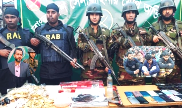 গাজীপুর টঙ্গীতে যৌথ বাহিনীর অভিযানে হাতবোমা ও মাদকসহ ৩৫ জন আটক