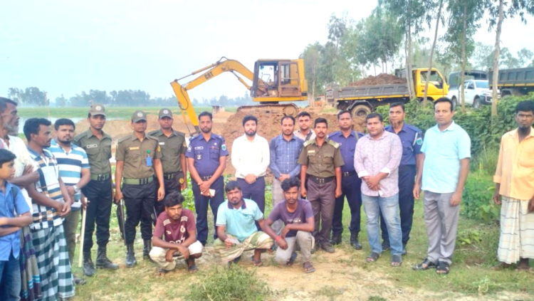 পাবনায় অবৈধভাবে  মাটিকাটার অপরাধে ব্যবসায়ীকে ৭ দিনের কারাদণ্ড