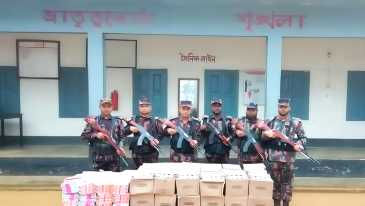 শ্রীবরদী–ধোবাউড়া ও হালুয়াঘাটে বিজিবির অভিযানে ১৪ লাখ টাকার চোরাচালানী মালামাল জব্দ