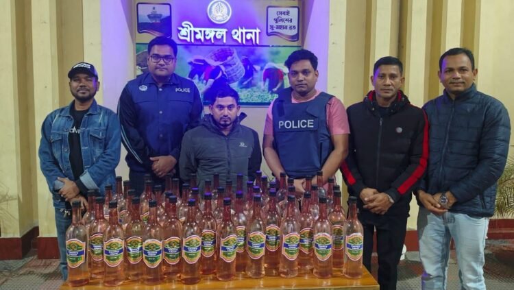 শ্রীমঙ্গলে ৫০ বোতল মদসহ কারবারি গ্রেপ্তার