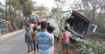 নলবুনিয়া সড়কের ঢালে সাকুরা পরিবহনের বাস দুর্ঘটনা, অল্পের জন্য রক্ষা পেলেন যাত্রীরা