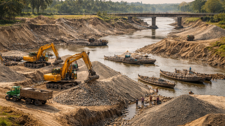পাথর-বালু উত্তোলনে ক্ষতবিক্ষত করতোয়া নদী, হুমকিতে পঞ্চগড়ের পরিবেশ ও সেতু