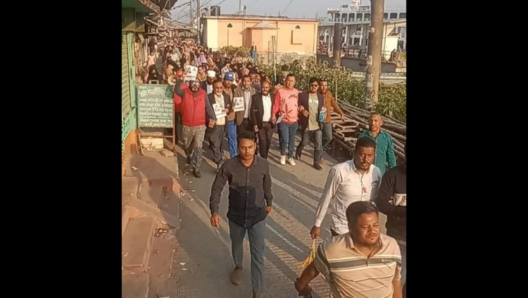 ঝালকাঠি পৌর এলাকার ৯ ওয়ার্ডে ধানের শীষের মিছিল