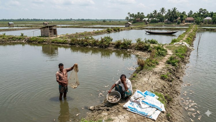 বাগেরহাটে সাদা সোনা খ্যাত বাগদা চিংড়ি উৎপাদন হুমকির মুখে