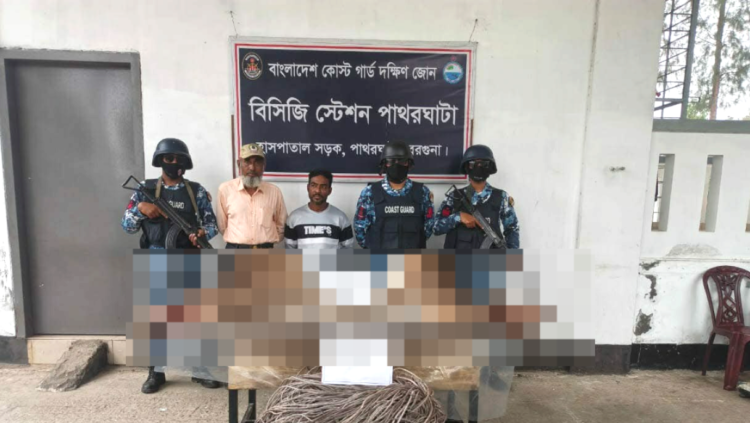 বরগুনার পাথরঘাটায় যৌথ বাহিনীর অভিযানে জবাইকৃত দুই হরিণসহ শিকারি আটক