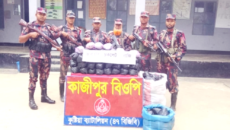 কুষ্টিয়া সীমান্তে বিপুল পরিমান ভারতীয় চকলেট বাজি ও মদ উদ্ধার