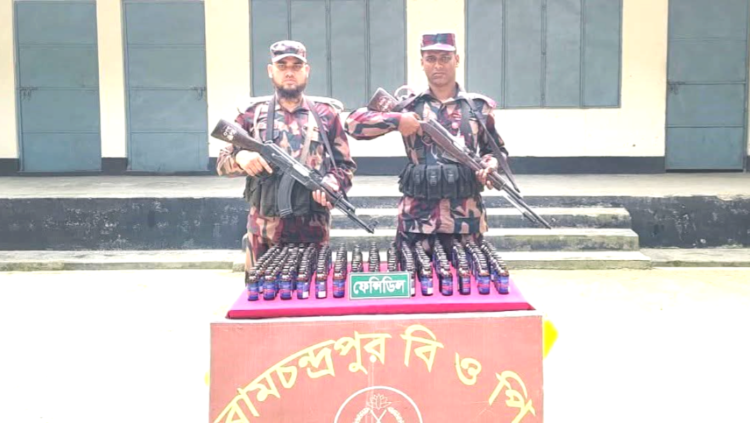 দিনাজপুর ব্যাটালিয়ন (৪২ বিজিবি) এর বিশেষ অভিযানে বিরল সীমান্তে বিপুল পরিমাণ ভারতীয় ফেন্সিডিল উদ্ধার
