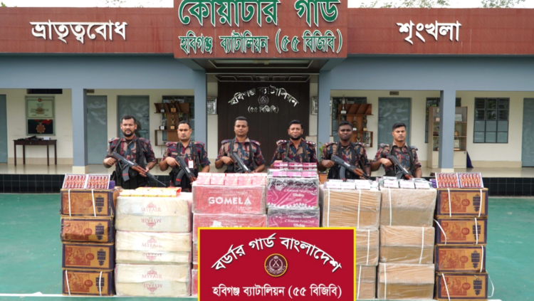 বিজিবির অভিযানে ট্রাকসহ দের কোটি টাকার ভারতীয় অবৈধ পন্য আটক