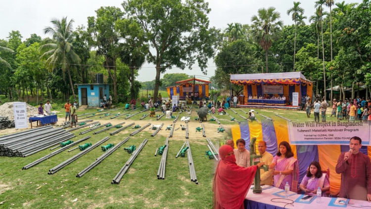 ১০০টি অসচ্ছল পরিবারের মাঝে বিশুদ্ধ পানির জন্য নলকূপ বিতরণ করা হয়েছে