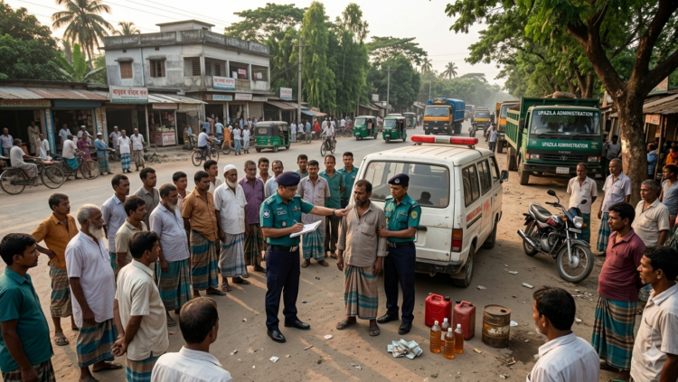 বাগেরহাটের মোরেলগঞ্জে অ্যাম্বুলেন্স থেকে অবৈধভাবে তেল নামিয়ে বিক্রি