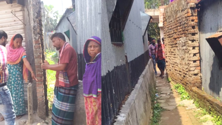 আশুলিয়ার পূর্ব বাড়ইপাড়ায় বাড়ির রাস্তার মাঝে দেয়াল নির্মাণের অভিযোগ,