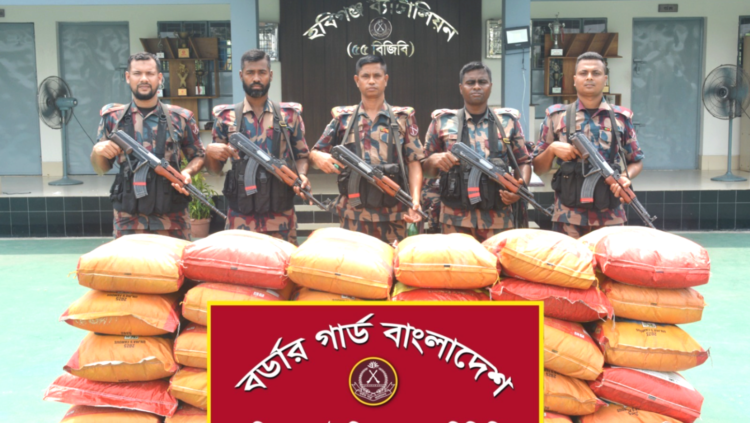 হবিগঞ্জে বিজিবির অভিযানে ৭৮ লক্ষ টাকা মূল্যের ভারতীয় কসমেটিকস ও জিরা আটক