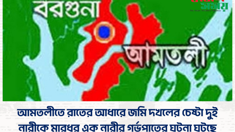 আমতলীতে রাতের আধারে জমি দখলের চেষ্টা দুই নারীকে মারধর এক নারীর গর্ভপাতের ঘটনা ঘটছে।