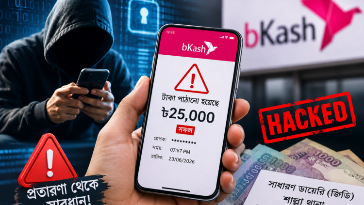 বিকাশ অ্যাকাউন্ট হ্যাক করে ২৫ হাজার টাকা হাতিয়ে নিল প্রতারক চক্র: শাল্লা থানায় জিডি