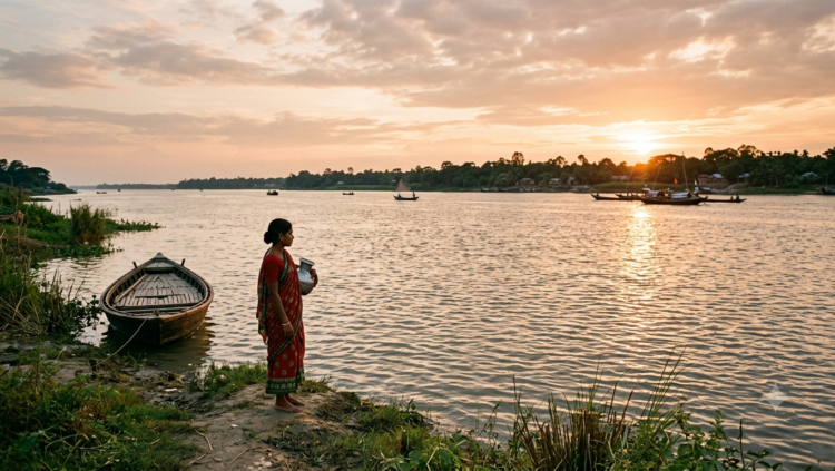 মেঘনা নদীর জলে