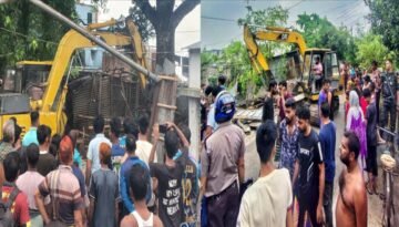 রাজশাহীর পদ্মার টি-বাঁধে অবৈধ স্থাপনা উচ্ছেদ, চলবে অভিযান