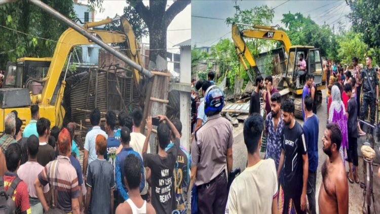 রাজশাহীর পদ্মার টি-বাঁধে অবৈধ স্থাপনা উচ্ছেদ, চলবে অভিযান